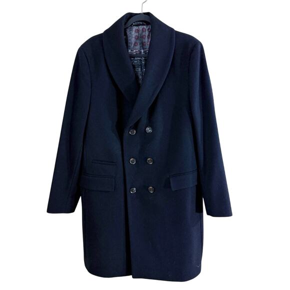 Tayion by Montee Holland Black Wool Blend Pea Coat Double Breasted Men's Sz 42S - Picture 5 of 5